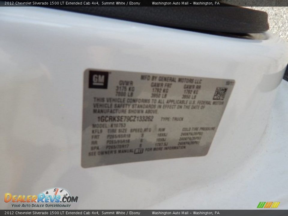 2012 Chevrolet Silverado 1500 LT Extended Cab 4x4 Summit White / Ebony Photo #19