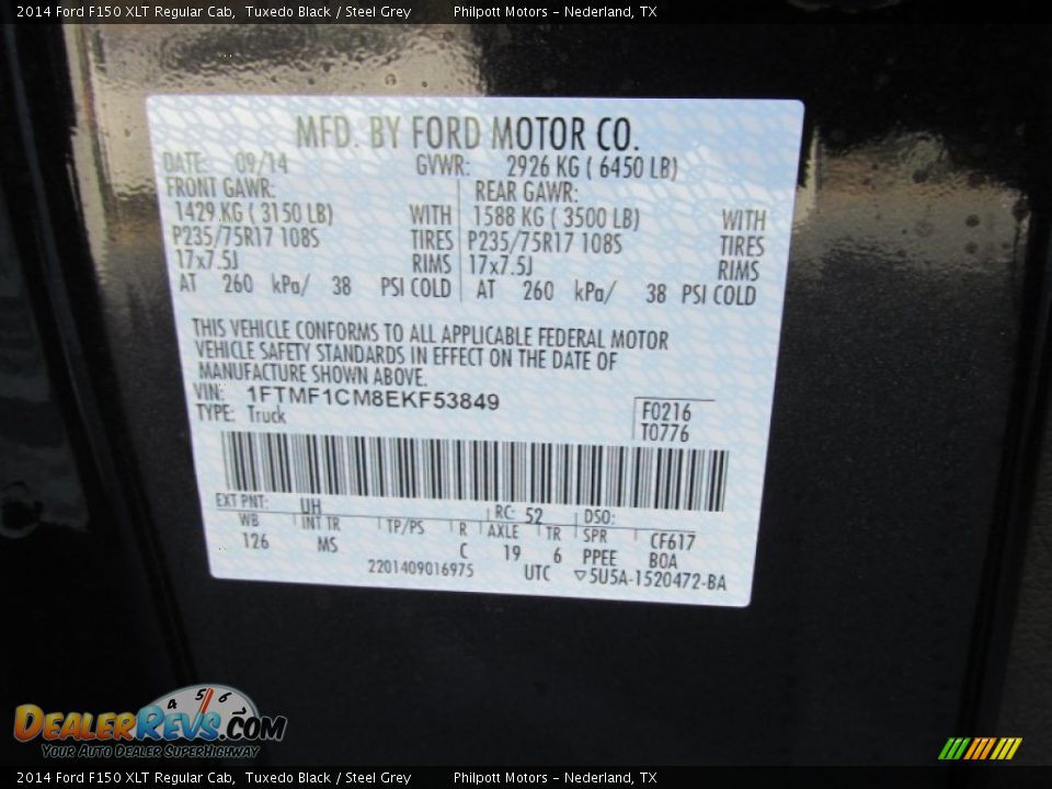 2014 Ford F150 XLT Regular Cab Tuxedo Black / Steel Grey Photo #31