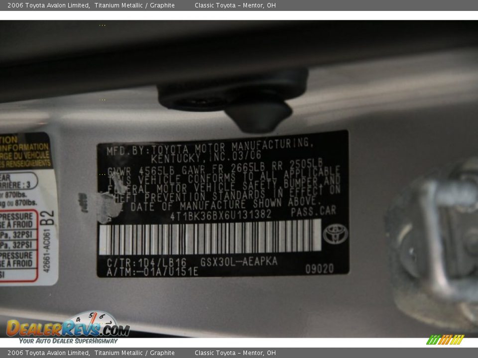 2006 Toyota Avalon Limited Titanium Metallic / Graphite Photo #30