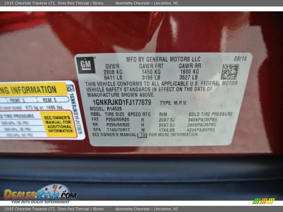 2015 Chevrolet Traverse LTZ Siren Red Tintcoat / Ebony Photo #7