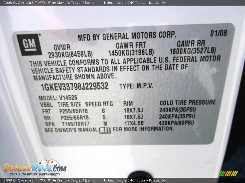 2008 GMC Acadia SLT AWD White Diamond Tricoat / Ebony Photo #4