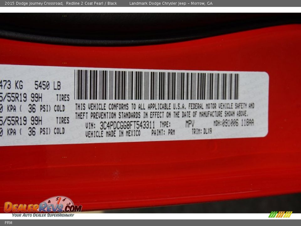 Dodge Color Code PRM Redline 2 Coat Pearl