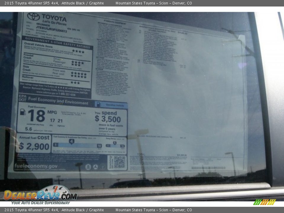 2015 Toyota 4Runner SR5 4x4 Attitude Black / Graphite Photo #10