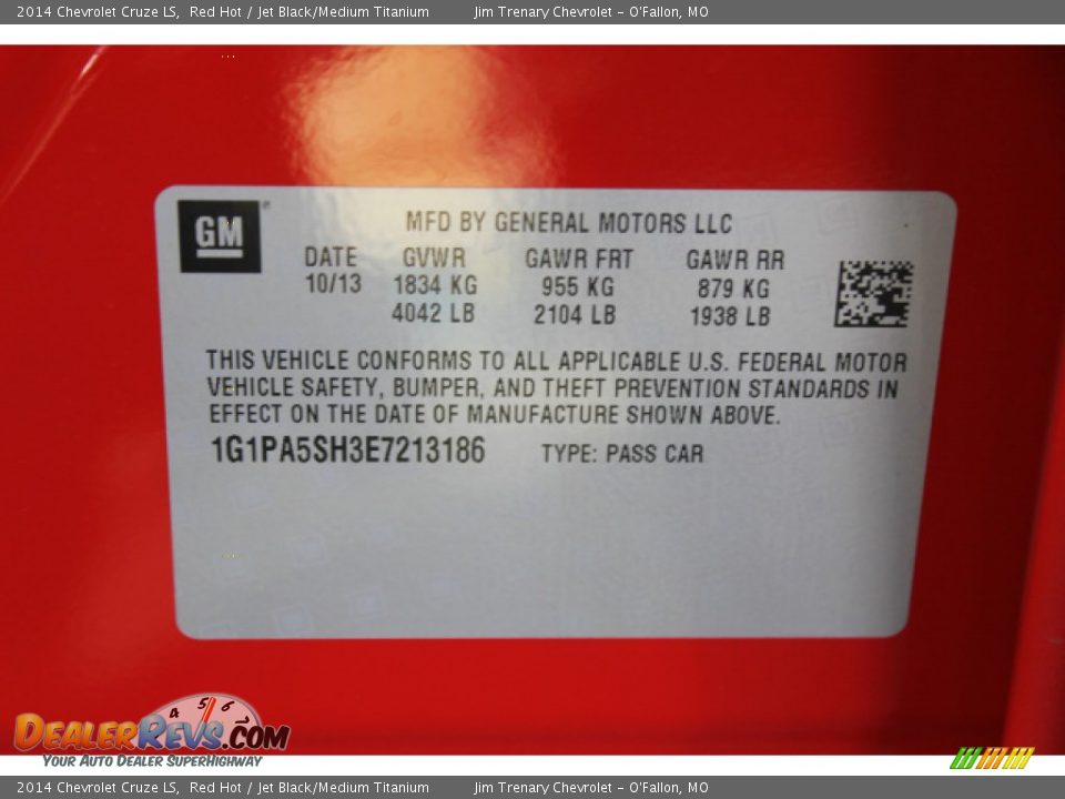 2014 Chevrolet Cruze LS Red Hot / Jet Black/Medium Titanium Photo #17
