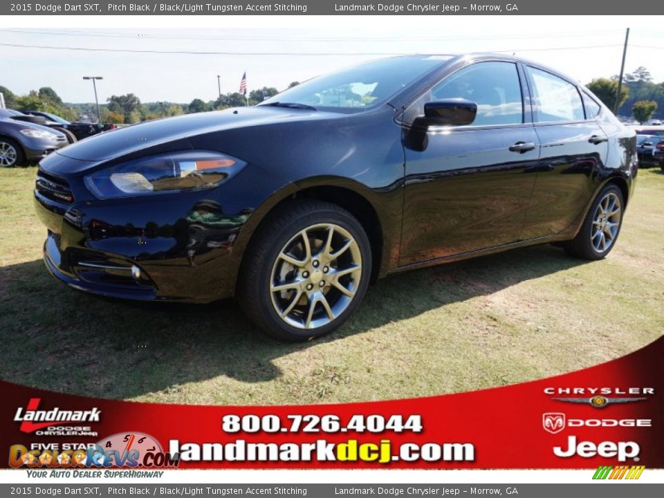 2015 Dodge Dart SXT Pitch Black / Black/Light Tungsten Accent Stitching Photo #1