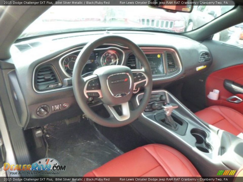 Black/Ruby Red Interior - 2015 Dodge Challenger SXT Plus Photo #12