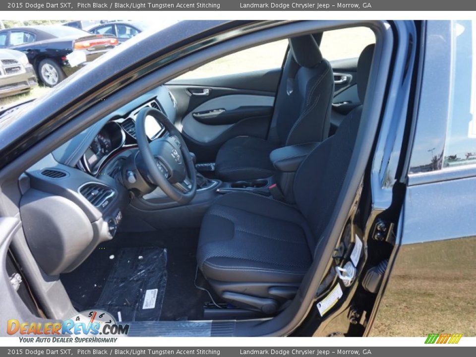 2015 Dodge Dart SXT Pitch Black / Black/Light Tungsten Accent Stitching Photo #6