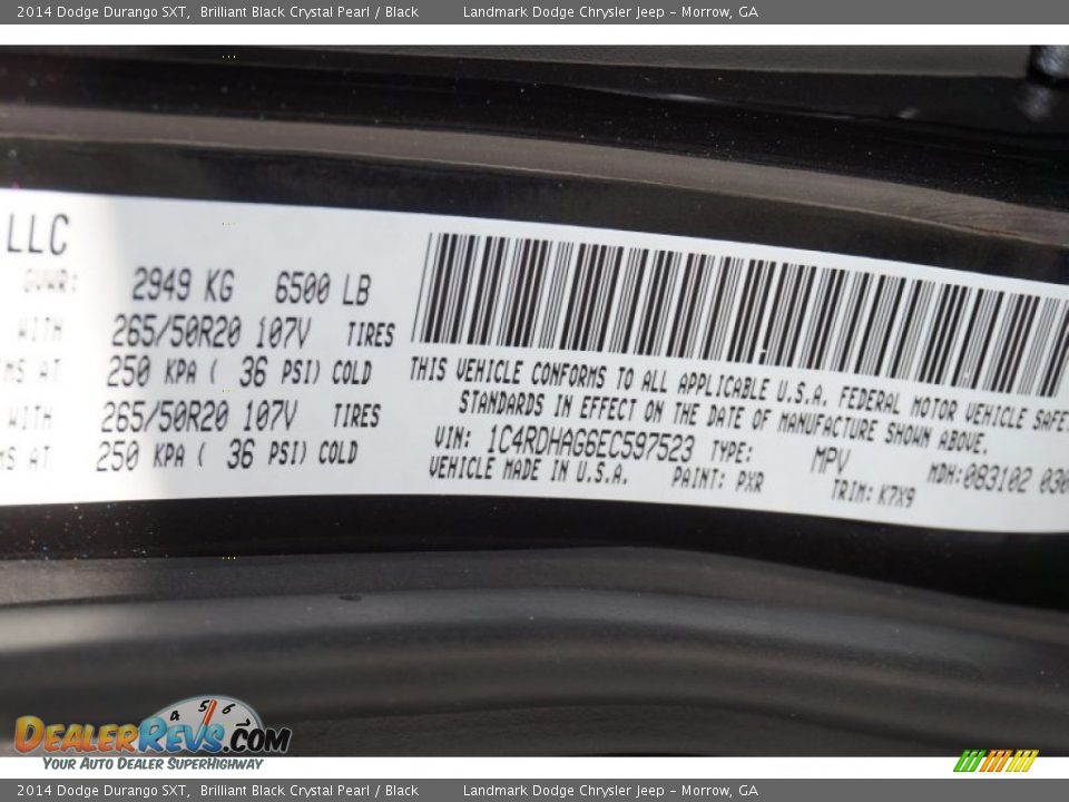 2014 Dodge Durango SXT Brilliant Black Crystal Pearl / Black Photo #9