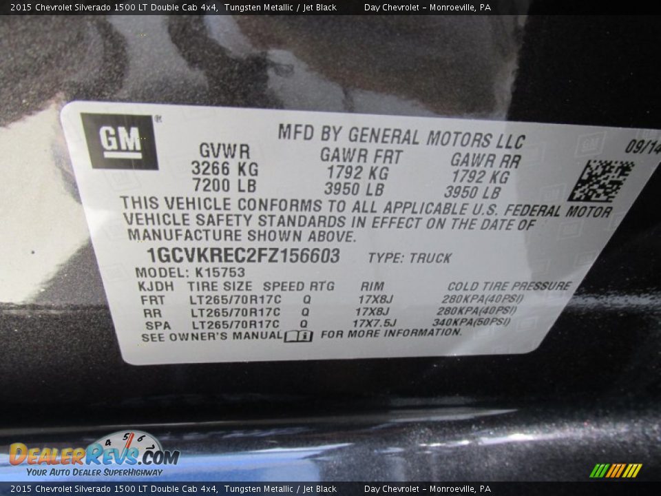 2015 Chevrolet Silverado 1500 LT Double Cab 4x4 Tungsten Metallic / Jet Black Photo #19