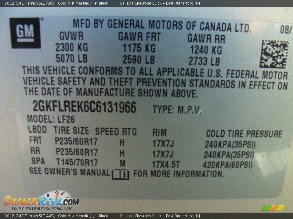 2012 GMC Terrain SLE AWD Gold Mist Metallic / Jet Black Photo #15