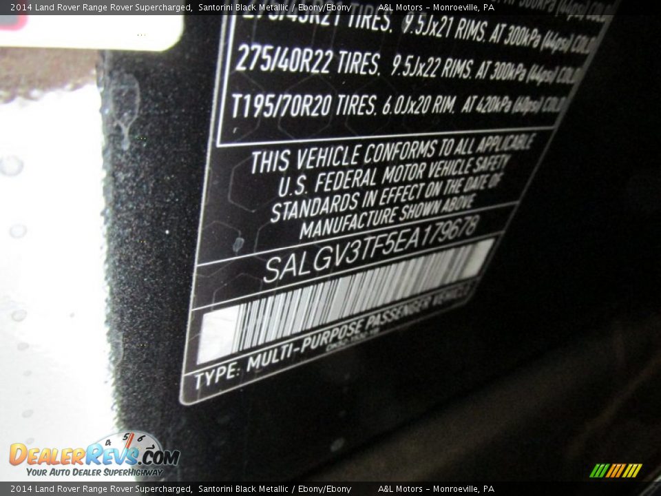 2014 Land Rover Range Rover Supercharged Santorini Black Metallic / Ebony/Ebony Photo #19