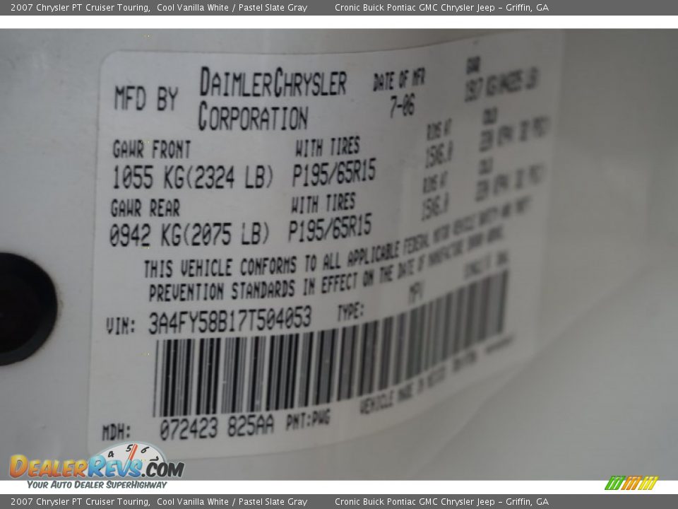 2007 Chrysler PT Cruiser Touring Cool Vanilla White / Pastel Slate Gray Photo #24