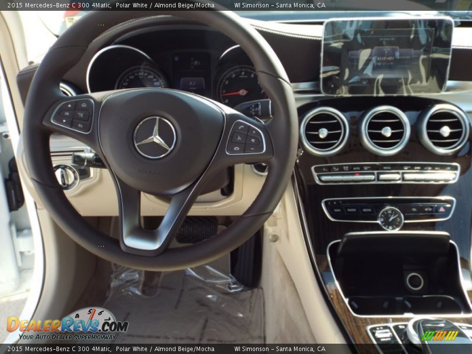 2015 Mercedes-Benz C 300 4Matic Polar White / Almond Beige/Mocha Photo #9