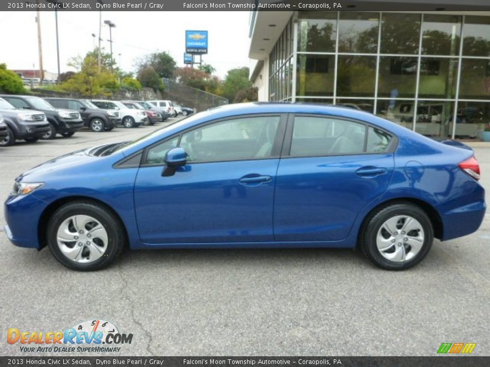 2013 Honda Civic LX Sedan Dyno Blue Pearl / Gray Photo #2