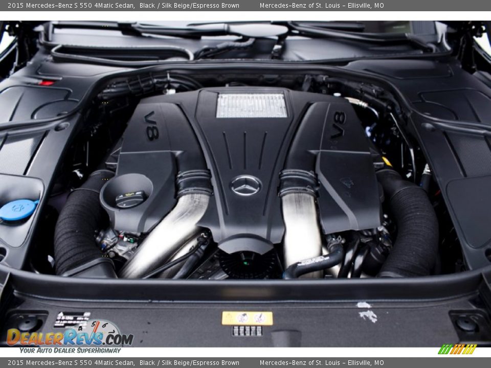 2015 Mercedes-Benz S 550 4Matic Sedan Black / Silk Beige/Espresso Brown Photo #8