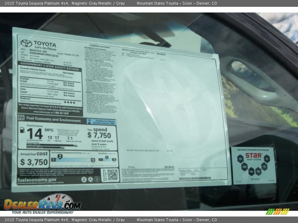 2015 Toyota Sequoia Platinum 4x4 Window Sticker Photo #12