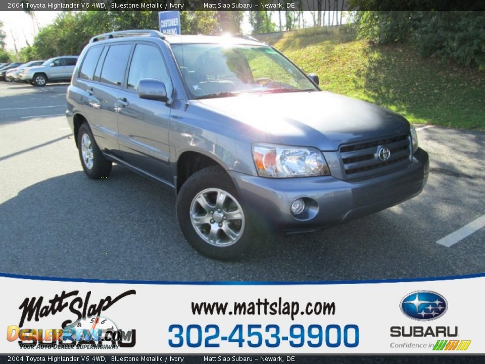 2004 Toyota Highlander V6 4WD Bluestone Metallic / Ivory Photo #1