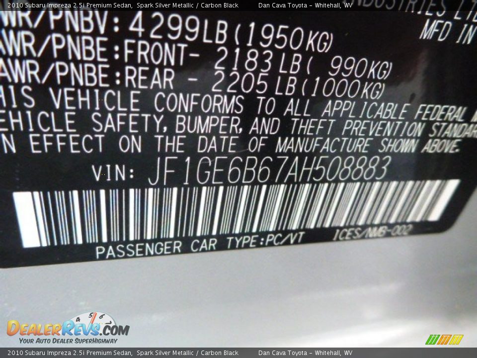 2010 Subaru Impreza 2.5i Premium Sedan Spark Silver Metallic / Carbon Black Photo #14