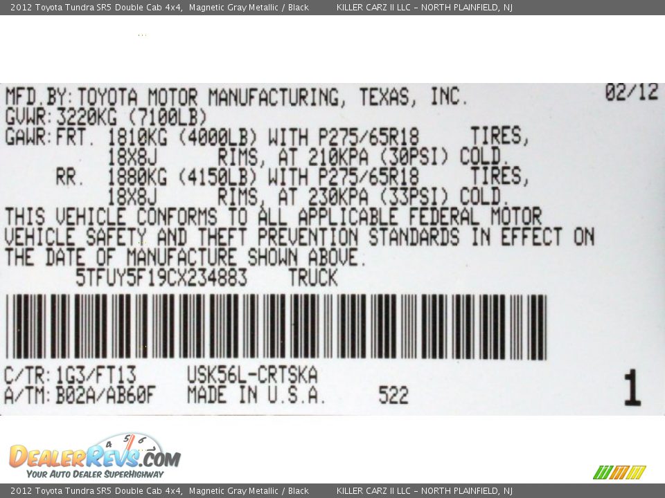 2012 Toyota Tundra SR5 Double Cab 4x4 Magnetic Gray Metallic / Black Photo #34