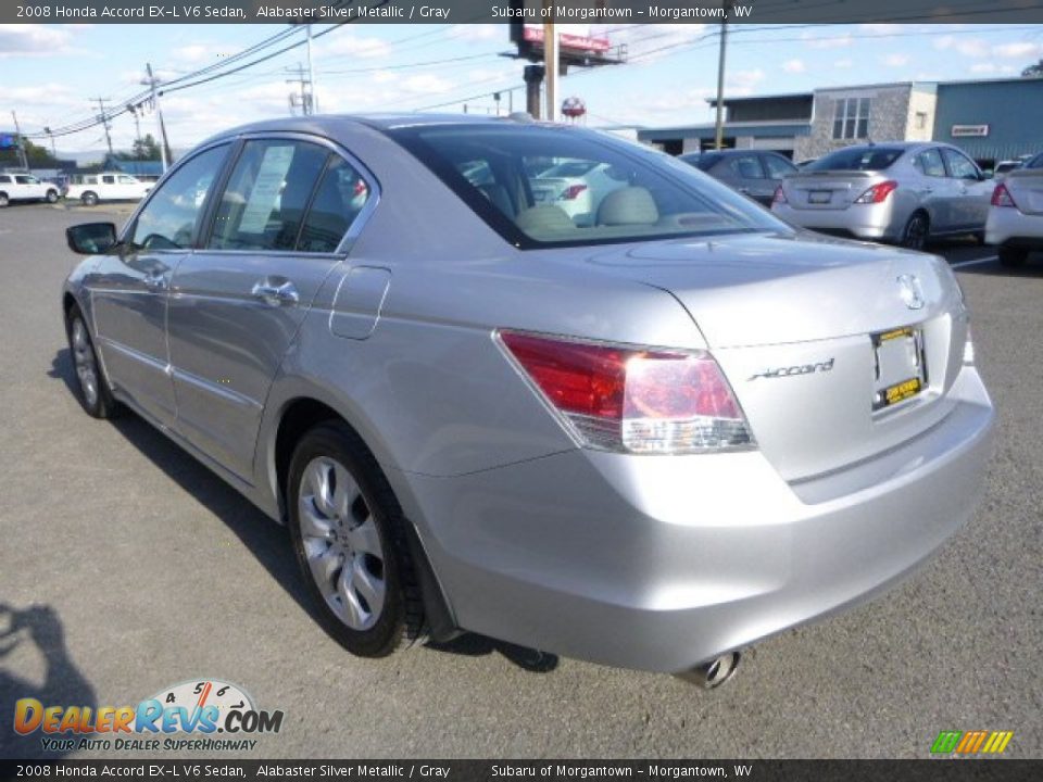 2008 Honda Accord EX-L V6 Sedan Alabaster Silver Metallic / Gray Photo #5