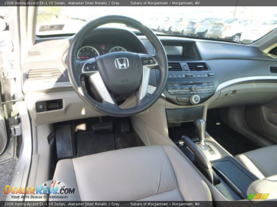 2008 Honda Accord EX-L V6 Sedan Alabaster Silver Metallic / Gray Photo #12