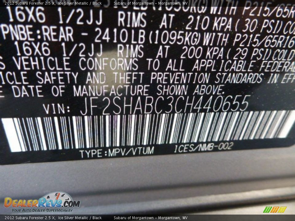 2012 Subaru Forester 2.5 X Ice Silver Metallic / Black Photo #13