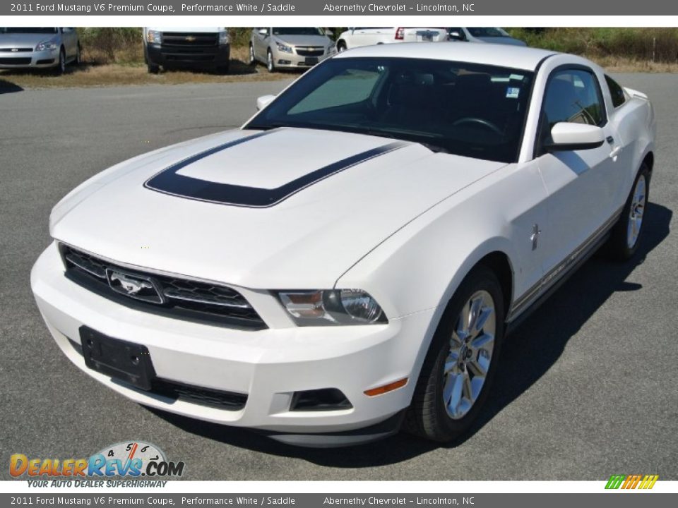 2011 Ford Mustang V6 Premium Coupe Performance White / Saddle Photo #2