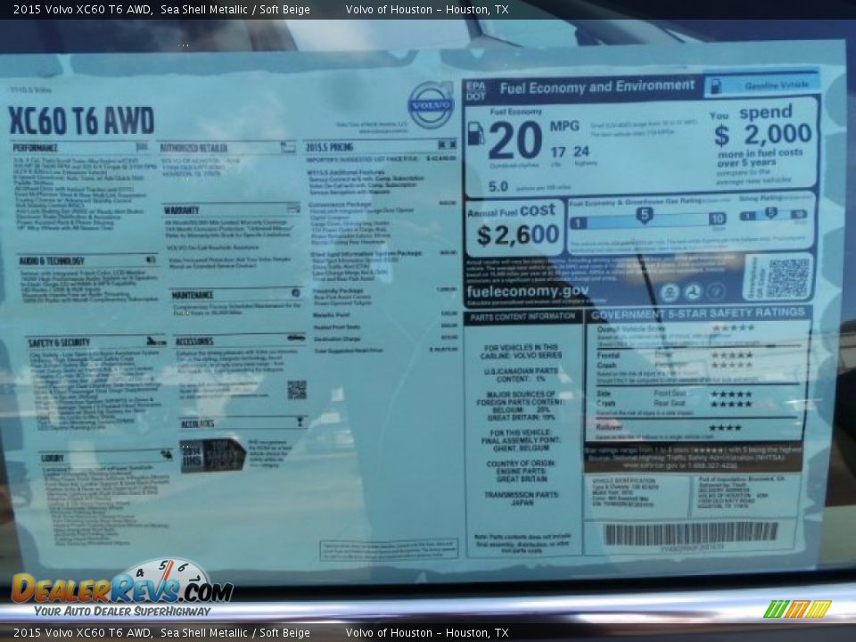 2015 Volvo XC60 T6 AWD Sea Shell Metallic / Soft Beige Photo #32