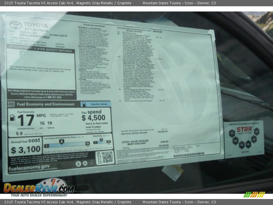 2015 Toyota Tacoma V6 Access Cab 4x4 Magnetic Gray Metallic / Graphite Photo #11