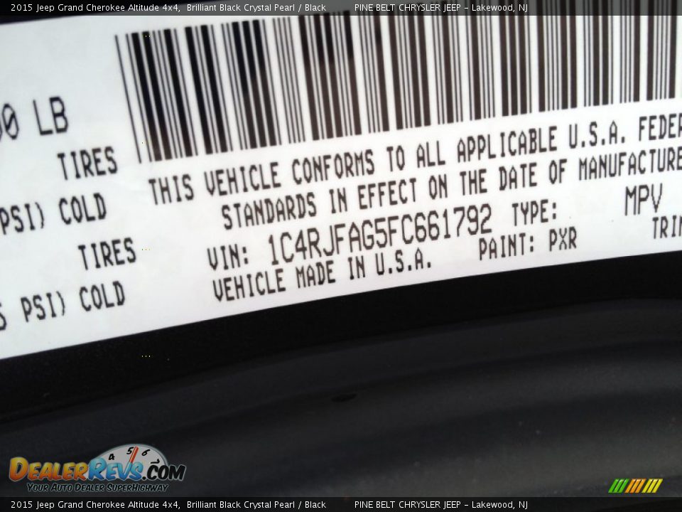2015 Jeep Grand Cherokee Altitude 4x4 Brilliant Black Crystal Pearl / Black Photo #9