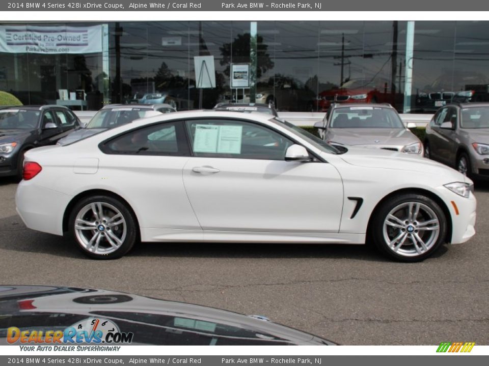 2014 BMW 4 Series 428i xDrive Coupe Alpine White / Coral Red Photo #2