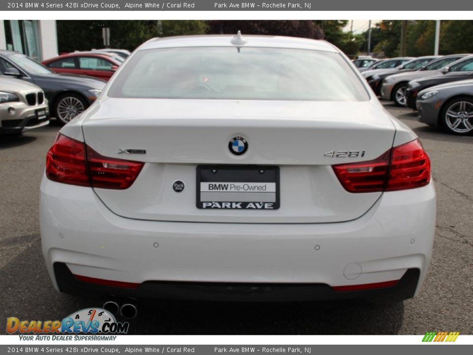 2014 BMW 4 Series 428i xDrive Coupe Alpine White / Coral Red Photo #4