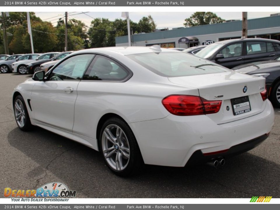 2014 BMW 4 Series 428i xDrive Coupe Alpine White / Coral Red Photo #5