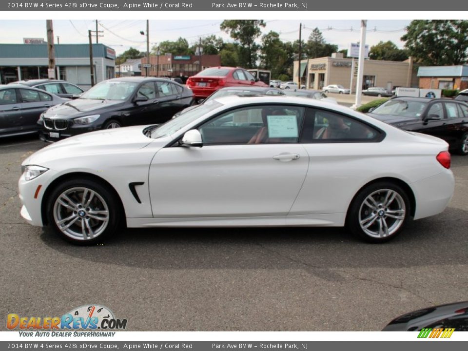 2014 BMW 4 Series 428i xDrive Coupe Alpine White / Coral Red Photo #6