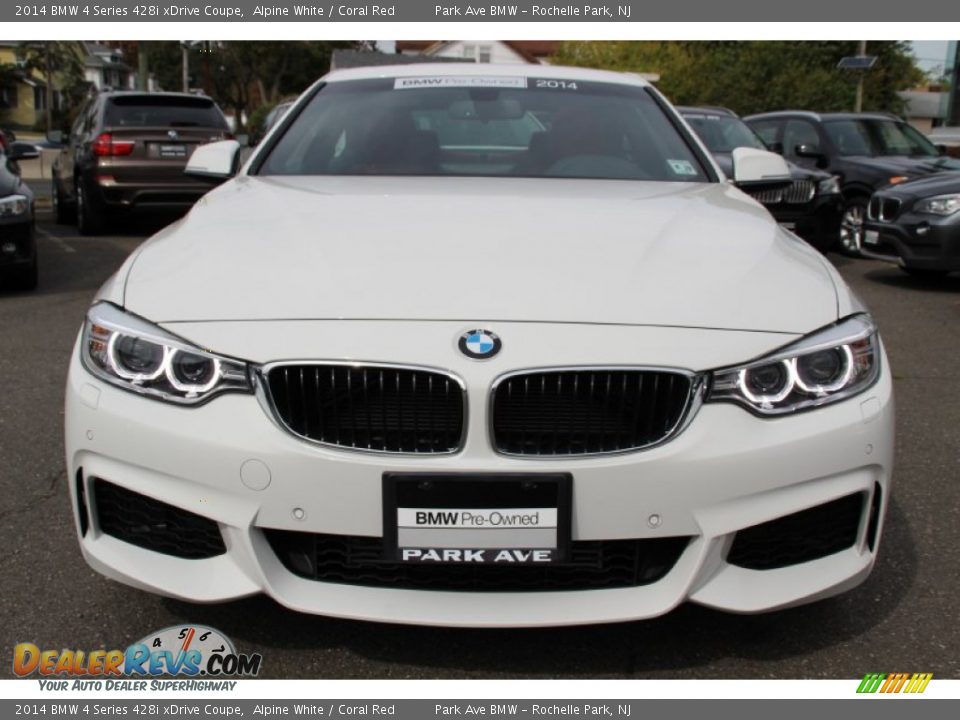 2014 BMW 4 Series 428i xDrive Coupe Alpine White / Coral Red Photo #8