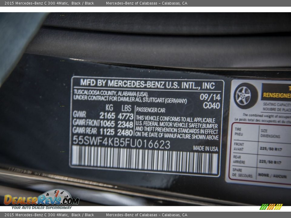 2015 Mercedes-Benz C 300 4Matic Black / Black Photo #7