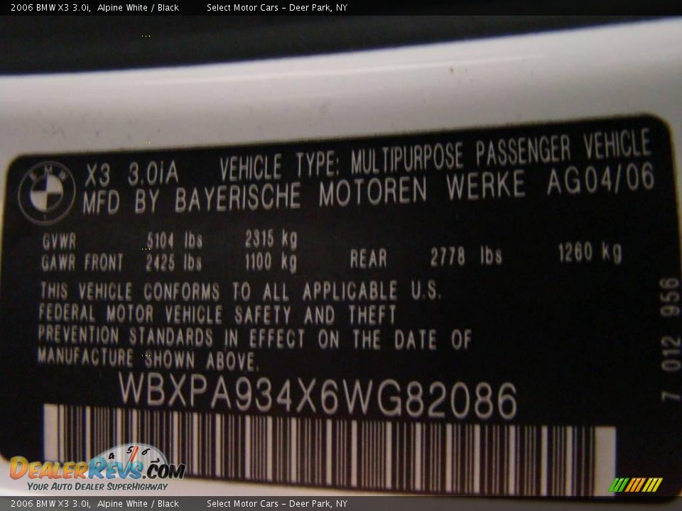 2006 BMW X3 3.0i Alpine White / Black Photo #17