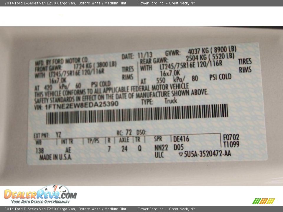 2014 Ford E-Series Van E250 Cargo Van Oxford White / Medium Flint Photo #23