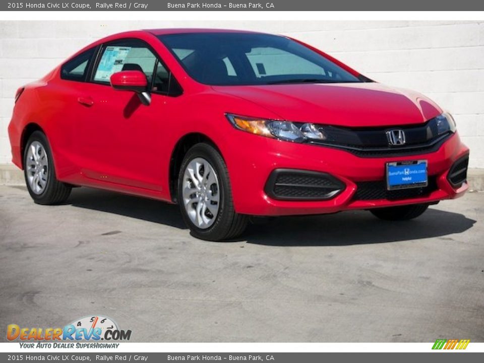 2015 Honda Civic LX Coupe Rallye Red / Gray Photo #1