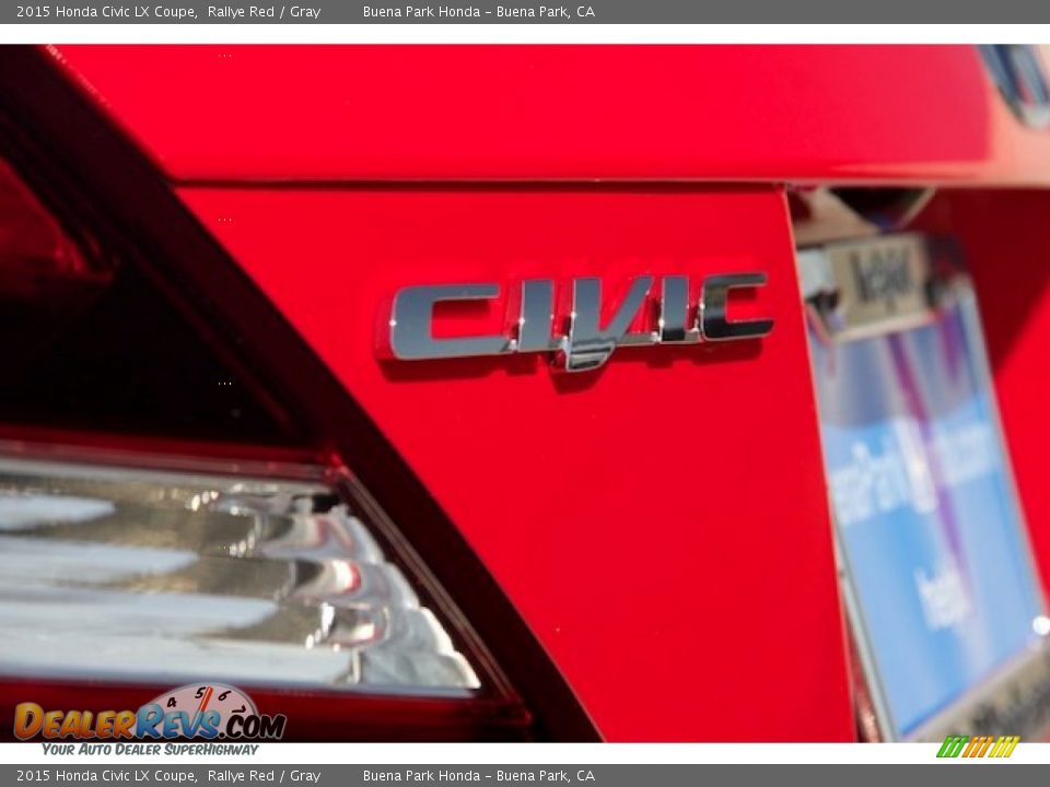 2015 Honda Civic LX Coupe Rallye Red / Gray Photo #3