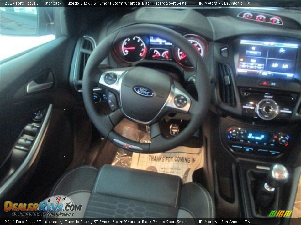 2014 Ford Focus ST Hatchback Tuxedo Black / ST Smoke Storm/Charcoal Black Recaro Sport Seats Photo #14