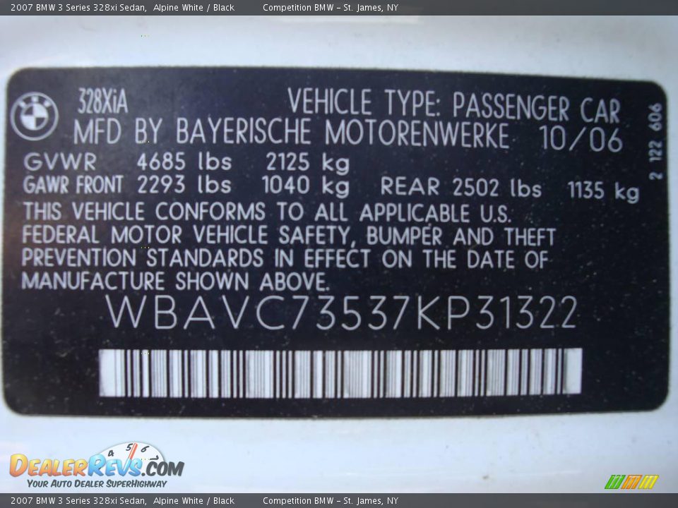 2007 BMW 3 Series 328xi Sedan Alpine White / Black Photo #15