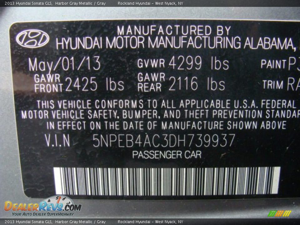 2013 Hyundai Sonata GLS Harbor Gray Metallic / Gray Photo #31