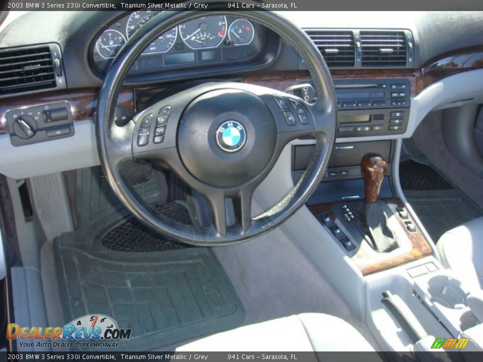 2003 BMW 3 Series 330i Convertible Titanium Silver Metallic / Grey Photo #12