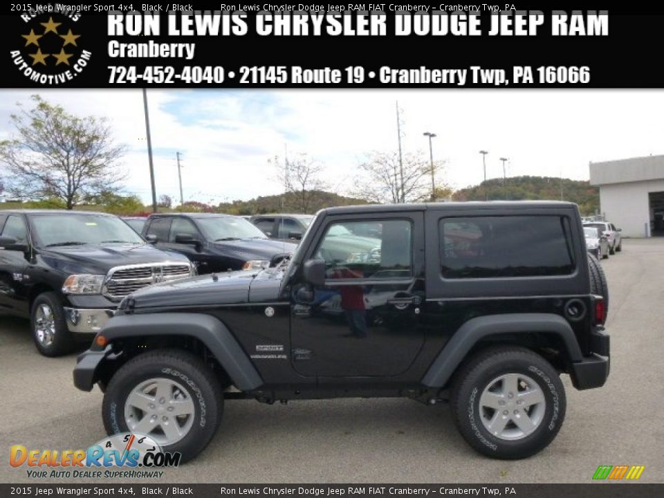 2015 Jeep Wrangler Sport 4x4 Black / Black Photo #1