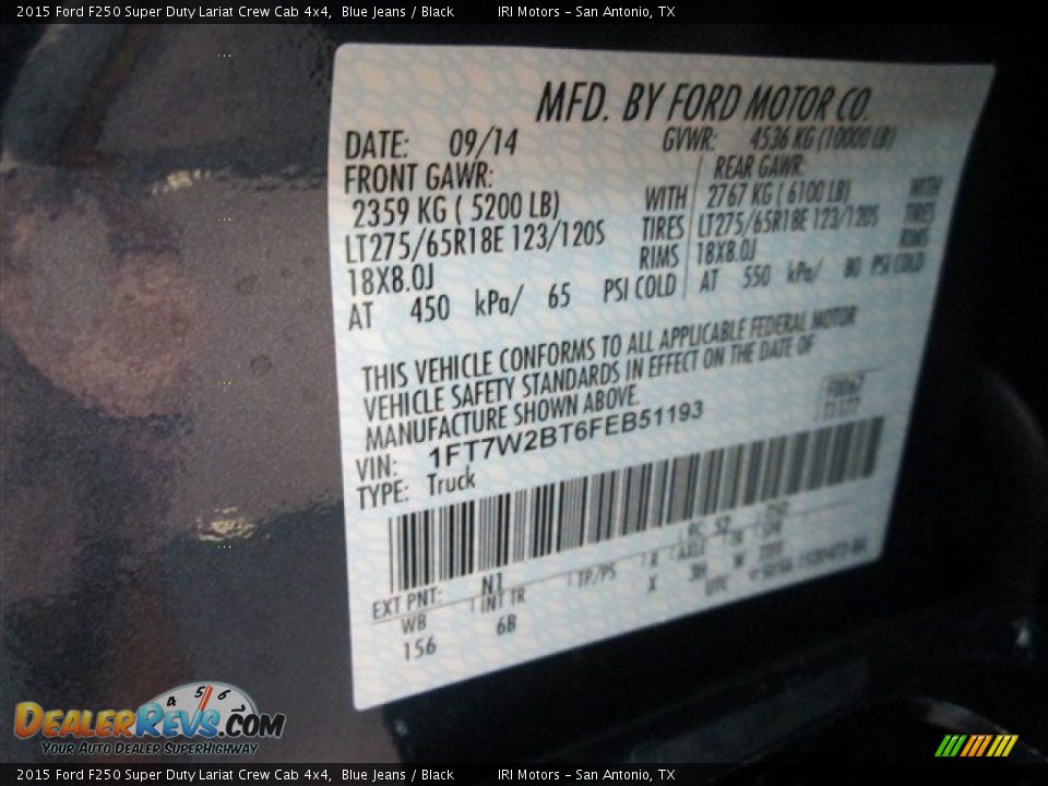 2015 Ford F250 Super Duty Lariat Crew Cab 4x4 Blue Jeans / Black Photo #15
