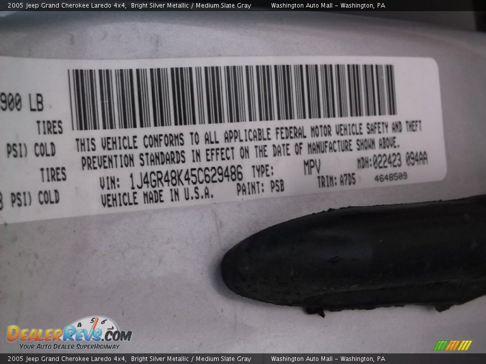 2005 Jeep Grand Cherokee Laredo 4x4 Bright Silver Metallic / Medium Slate Gray Photo #19