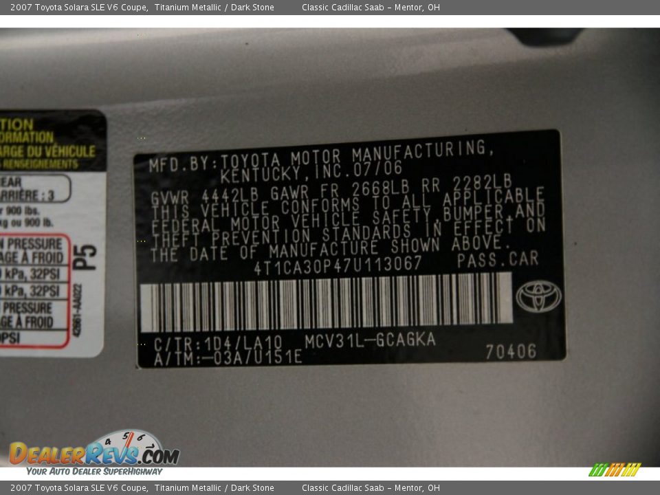 2007 Toyota Solara SLE V6 Coupe Titanium Metallic / Dark Stone Photo #15