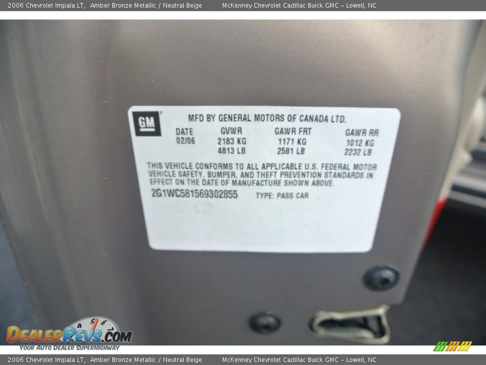 2006 Chevrolet Impala LT Amber Bronze Metallic / Neutral Beige Photo #7