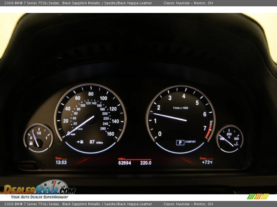 2009 BMW 7 Series 750Li Sedan Black Sapphire Metallic / Saddle/Black Nappa Leather Photo #7